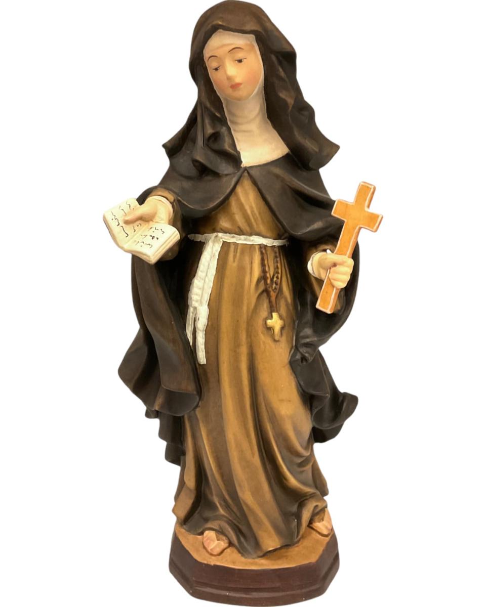 Statue of Saint Caterina Troiani in Val Gardena Wood, Hand-Painted