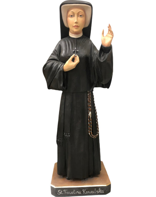 Statue Saint Faustina Kowalska: Faith and Mercy, Val Gardena Wood