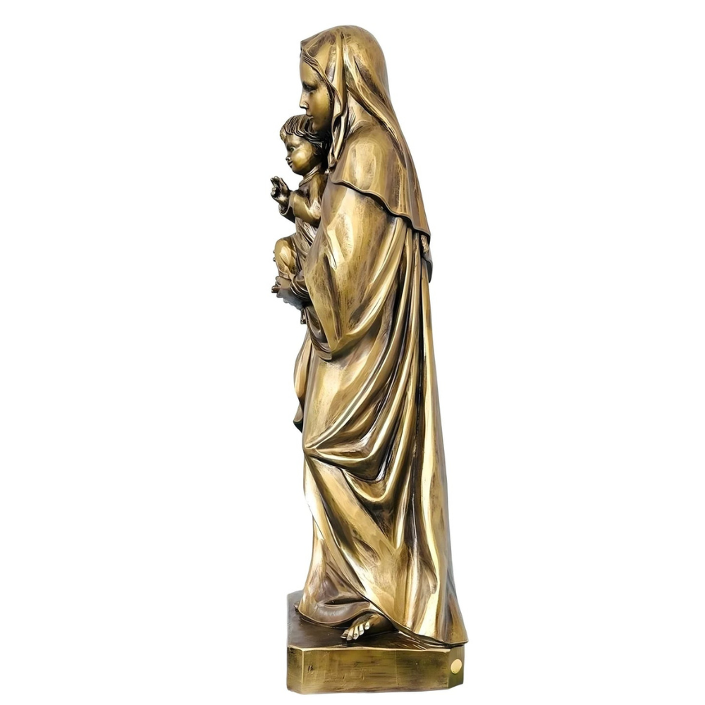 Statue Madonna with the Child Jesus in Artistic Fiber for Val Gardena