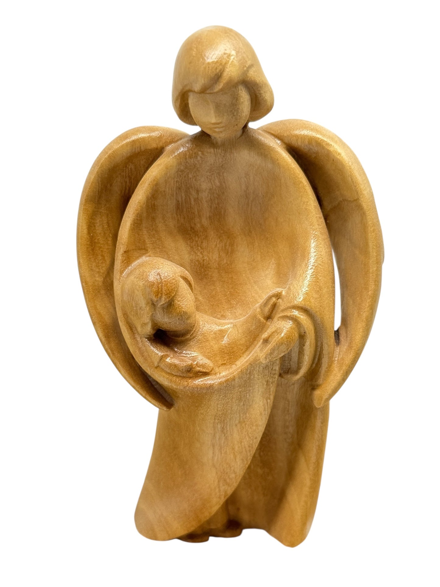Guardian Angel Sculpture with Child | Sacred Handicrafts Val Gardena