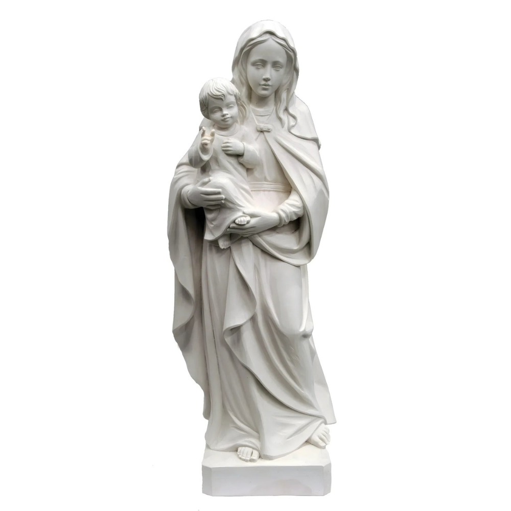 Statue Madonna with the Child Jesus in Artistic Fiber for Val Gardena