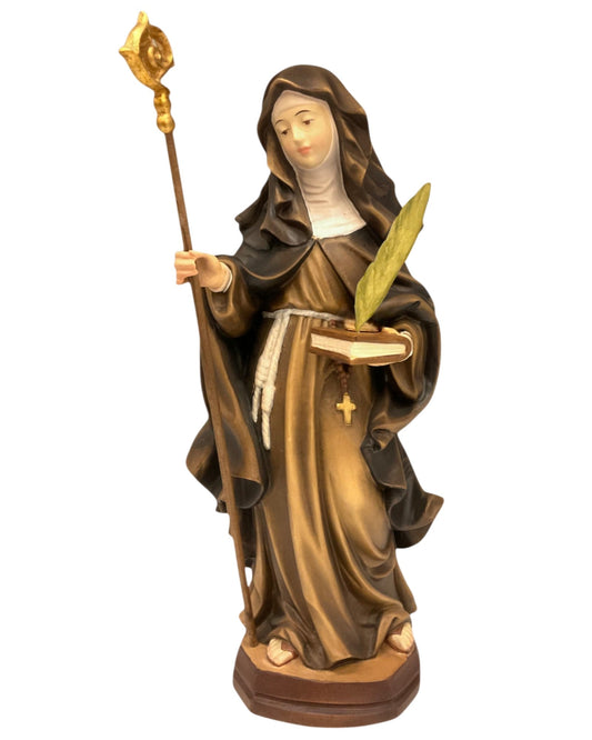 Saint Gertrude Wood Statue - Val Gardena Artisan Sculpture