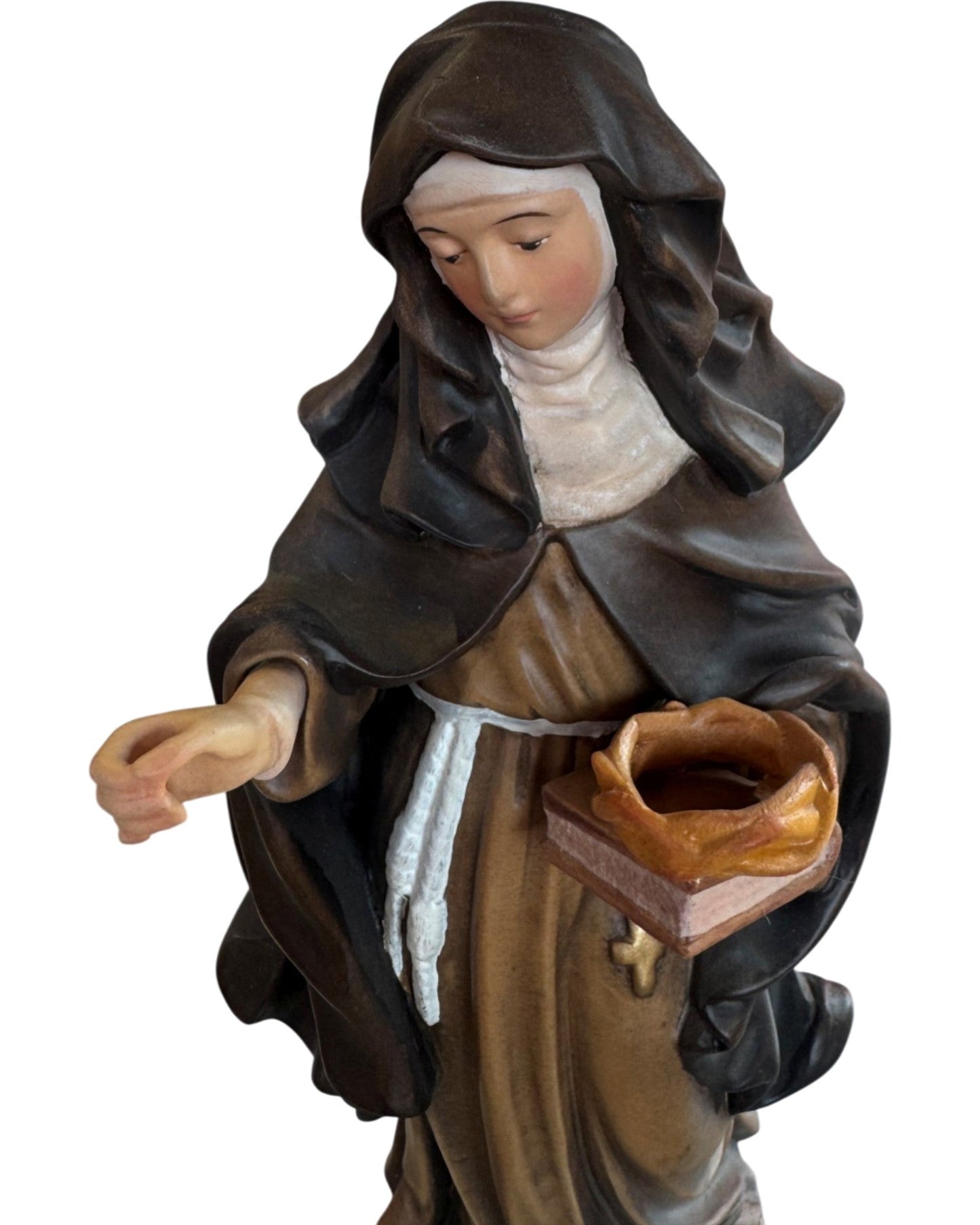 Statue of Saint Rita of Cascia with Roses and Crown of Thorns