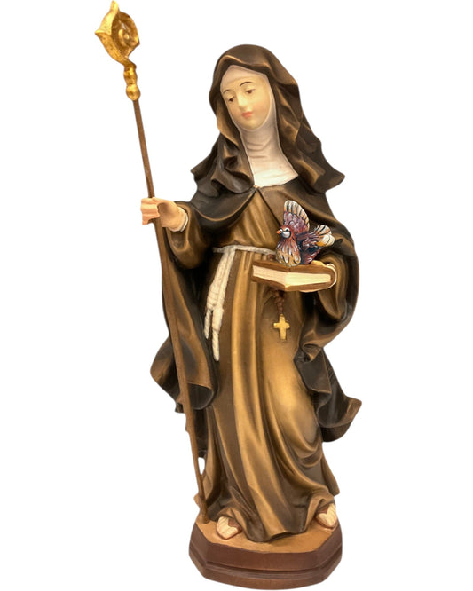 Wooden Statue of Saint Crescentia, Hand Carved in Val Gardena