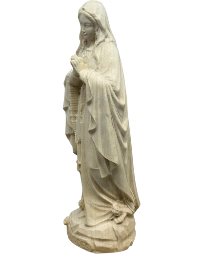 Hand-carved Lourdes Madonna statue in maple and linden wood