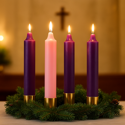 1 1/2" x 12" Advent Candle Set 3 Purple, 1Pink