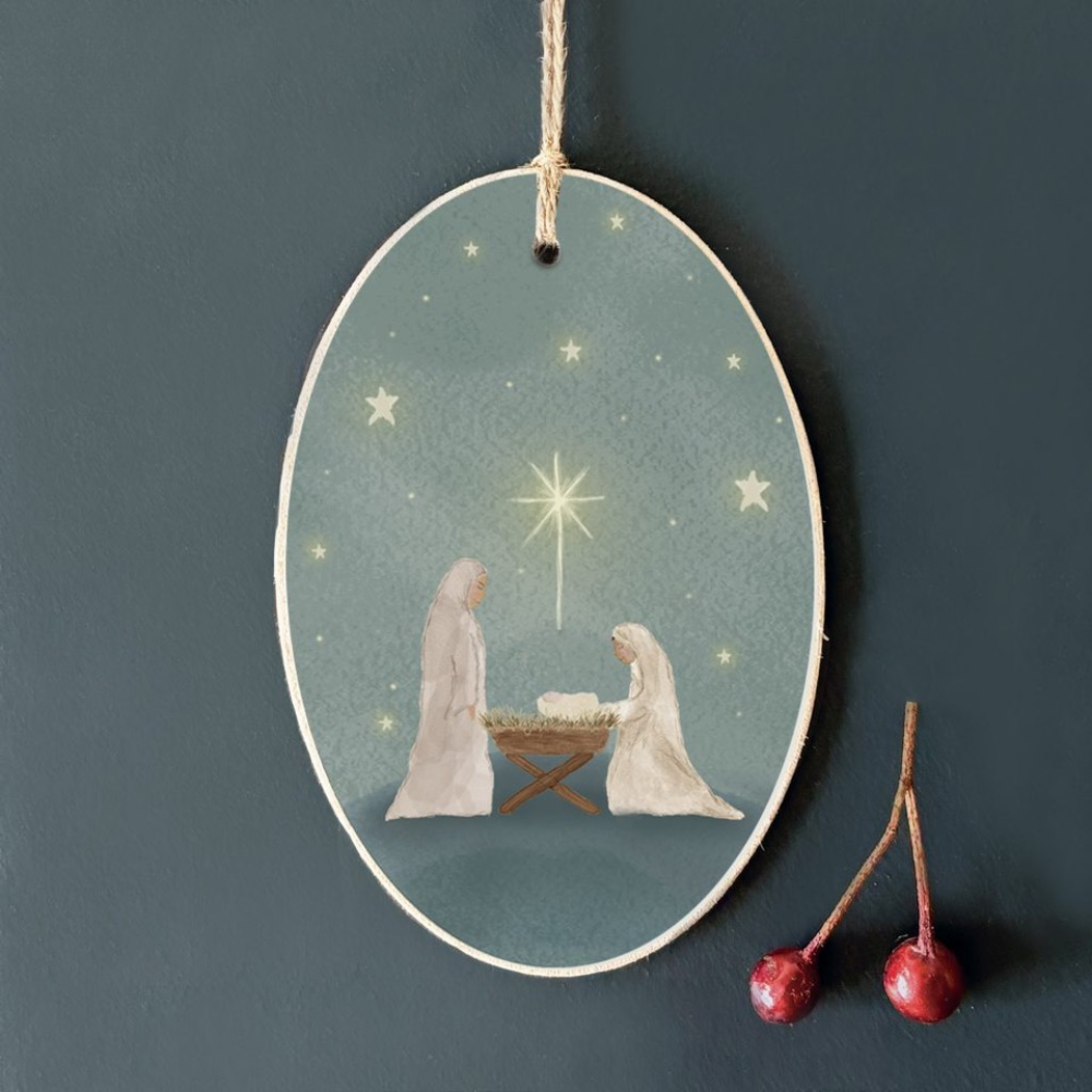 Starry Night Nativity Hanging Tag
