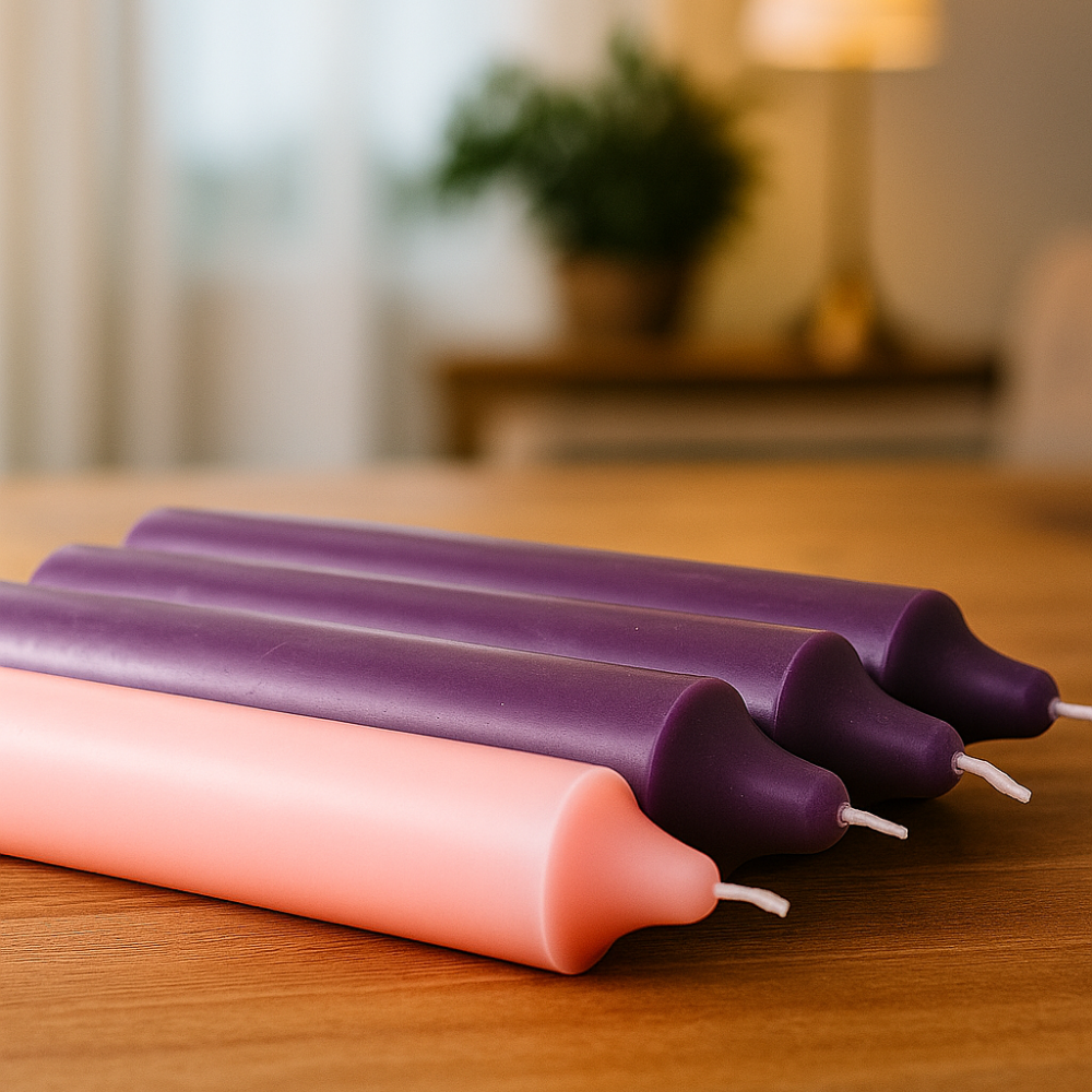1 1/2" x 12" Advent Candle Set 3 Purple, 1Pink