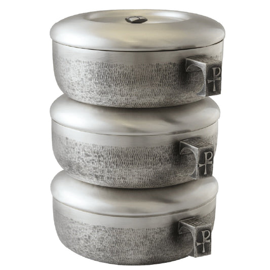 3pc. Stacking Ciboria Set, Silver-ox Gold Line-Textured