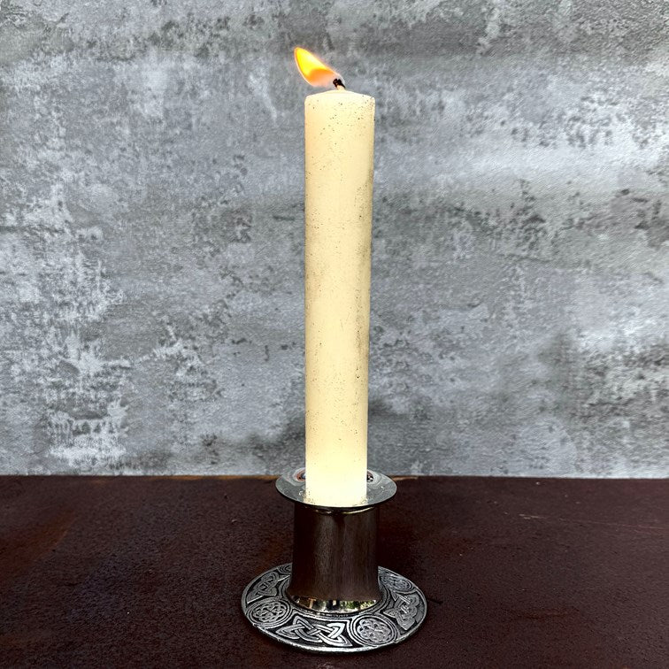 Small Celtic Pewter Candle Holder