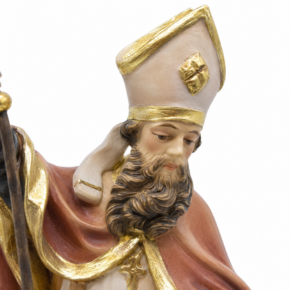 Holy Bishop with Crozier and Book, Val Gardena Carving