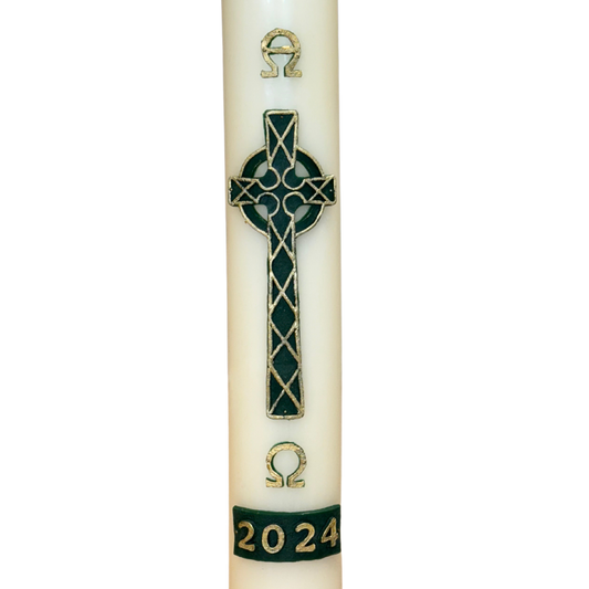 Green Celtic Cross Paschal Candle