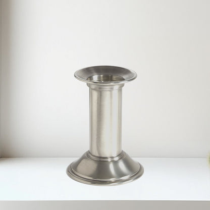 Small Antique Finish Pewter Pillar Candle Holder