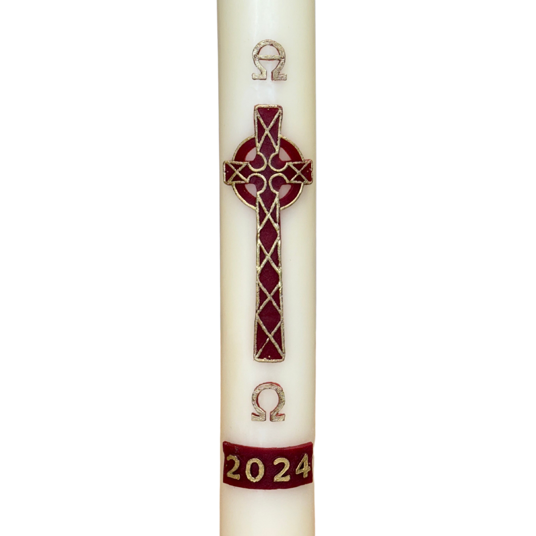 Red Celtic Cross Paschal Candle