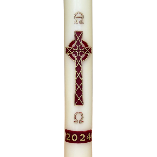 Red Celtic Cross Paschal Candle