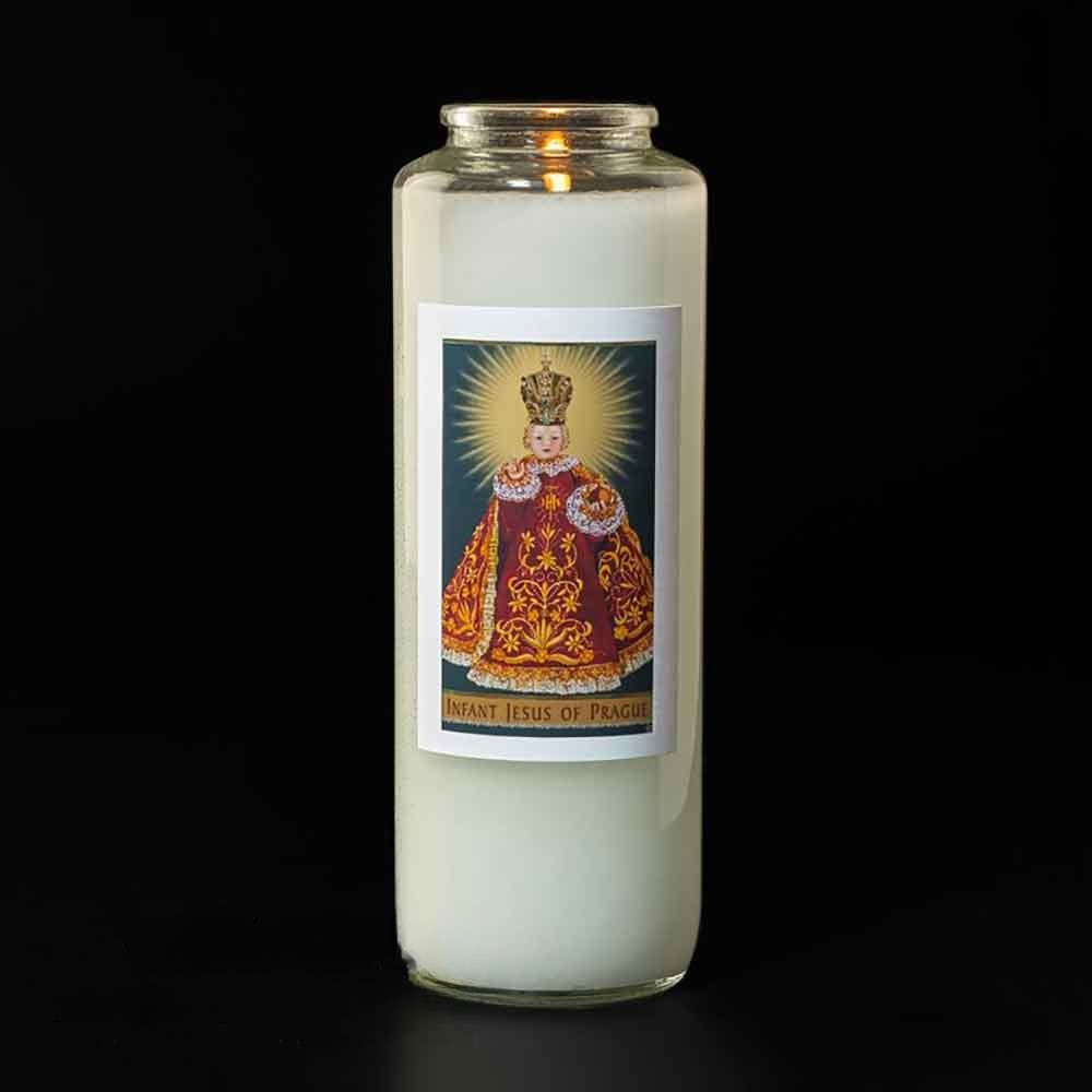 6 Day Infant of Prague Glass Devotional Light