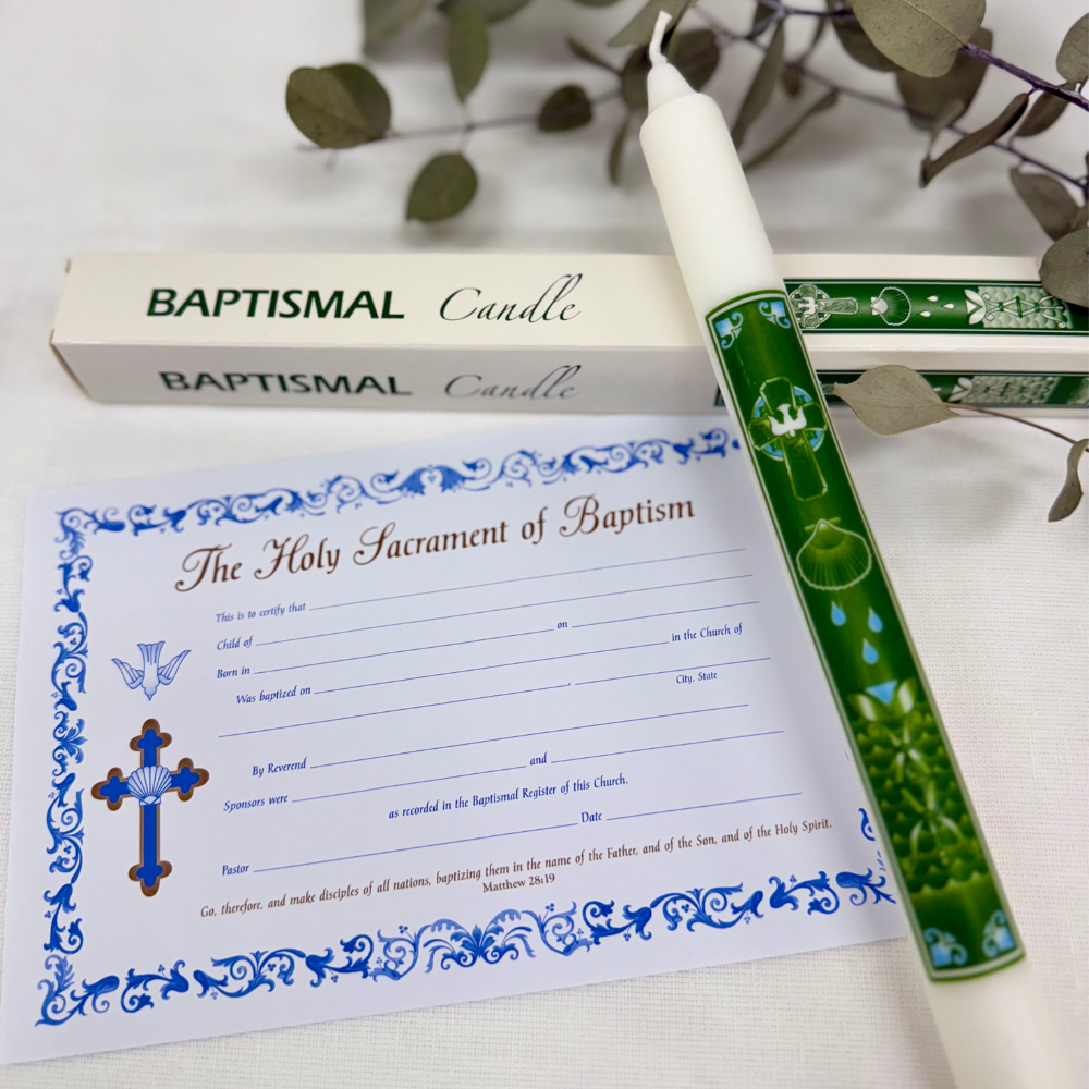 Dove With Shell Celtic Cross Baptism Candle