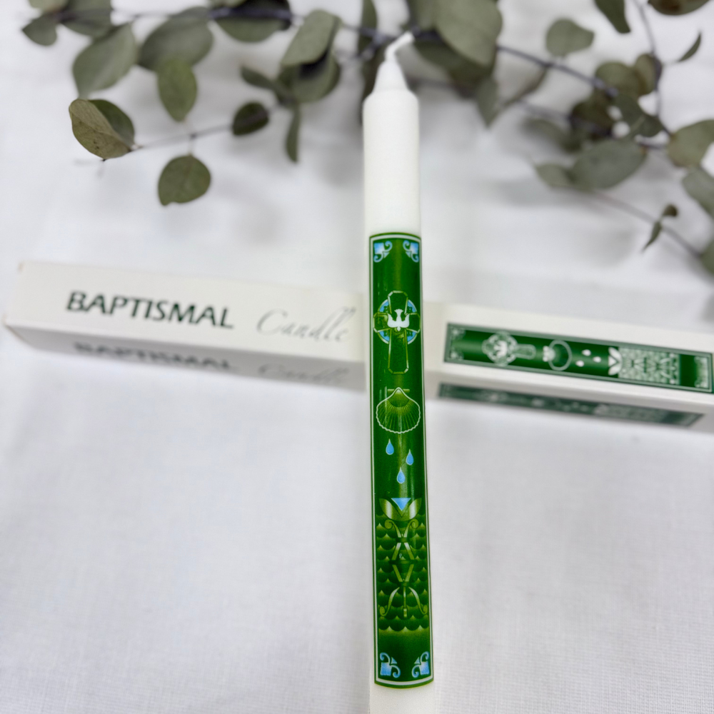 Dove With Shell Celtic Cross Baptism Candle