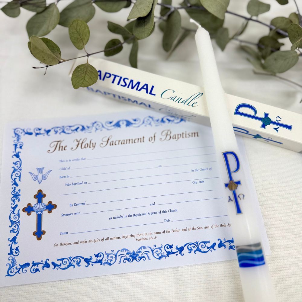 Baptism Chi Rho Candle - Taper