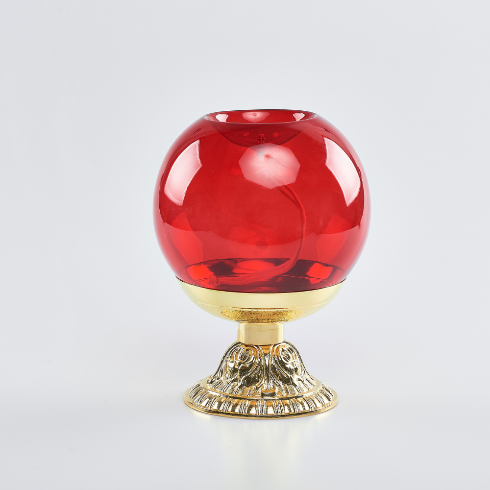 8 3/4" Gold Plated Brass Oil Sanctuary Lamp, Style 462