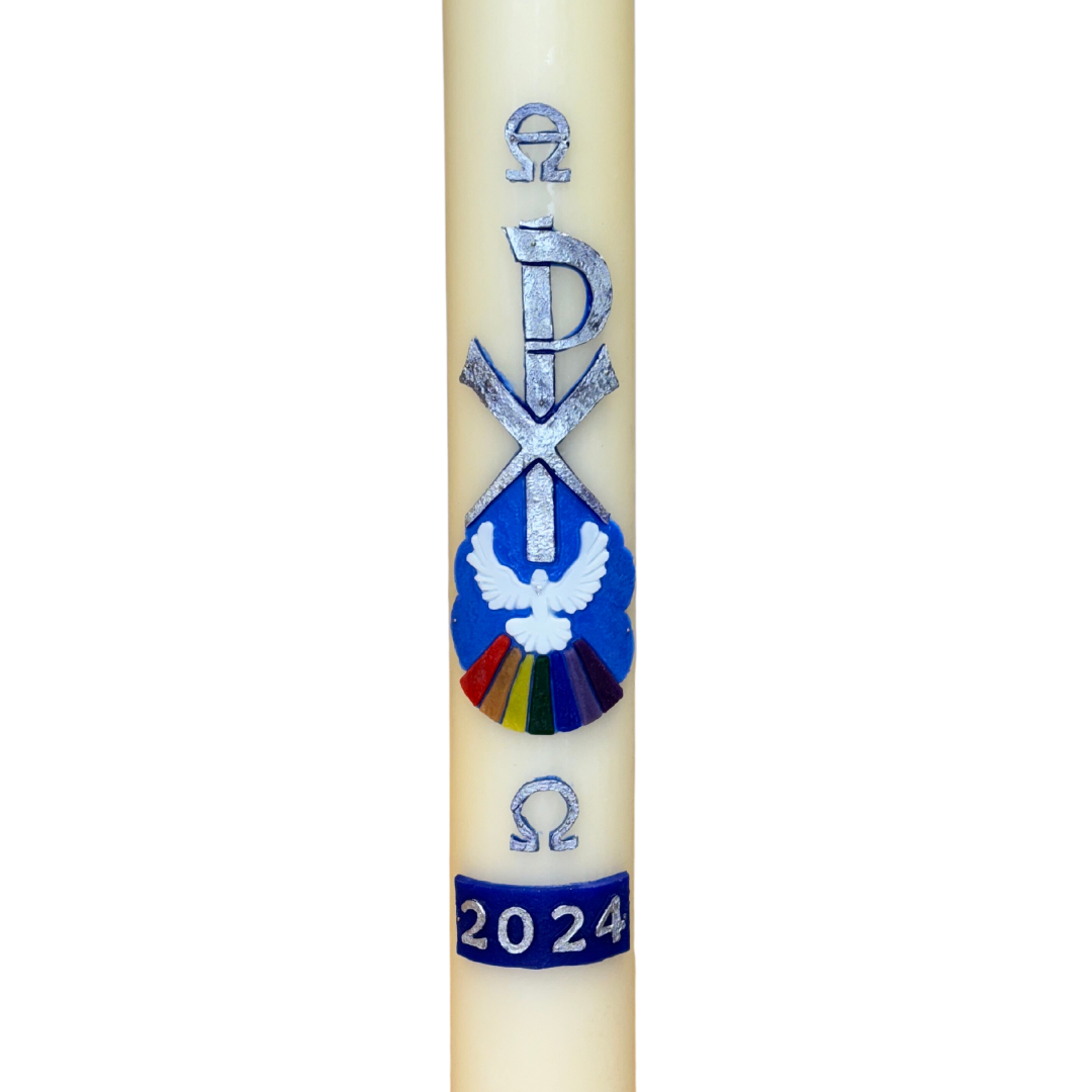Chi-rho with Dove Paschal Candle
