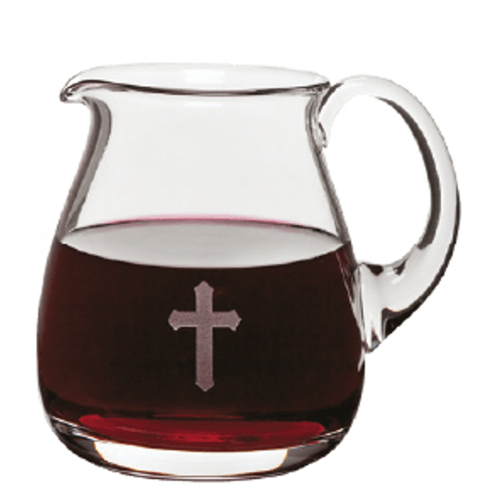 Glass Flagon w/ Etched Cross