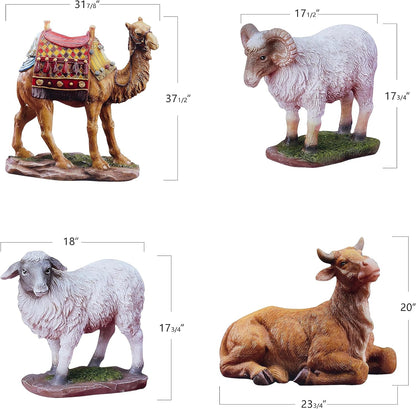Outdoor Standing Camel, Cow, Two Sheep