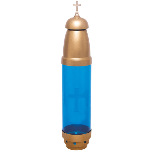 Candle - Gold w/ BLUE-NO Filigree - W/ Stake