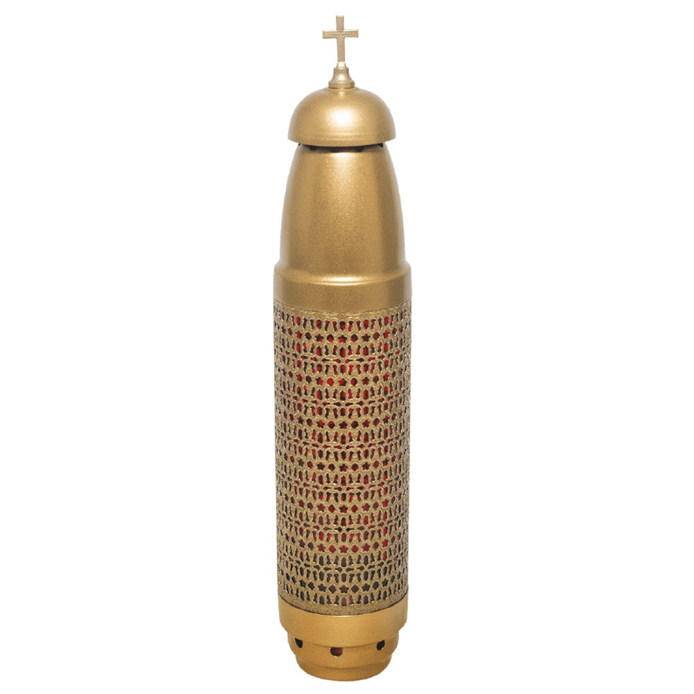 Candle -Gold w/ RED-WITH Filigree - W/ Stake