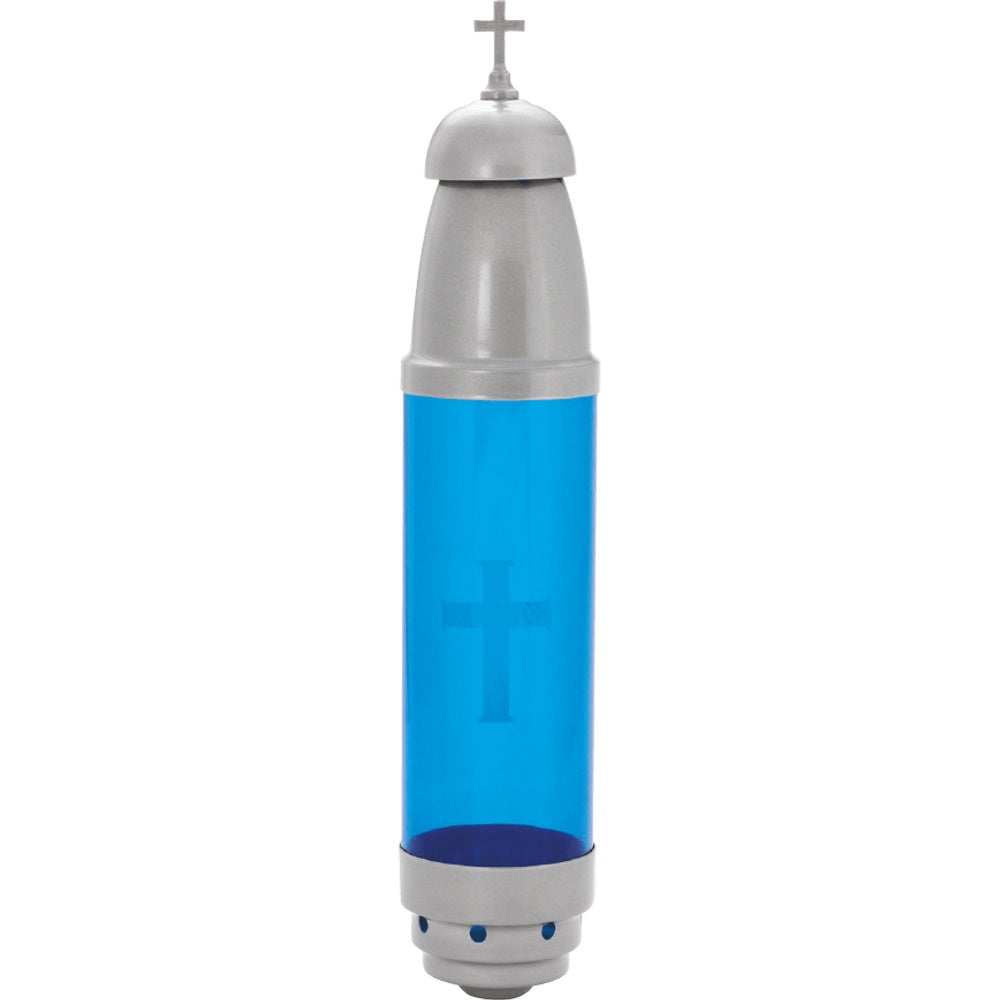 Candle - Silver w/ BLUE - No Filigree - W/ Stake