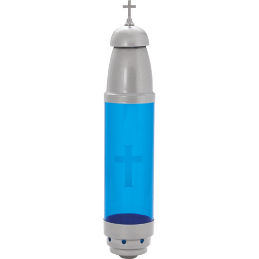 Candle - Silver w/ BLUE - No Filigree - W/ Stake
