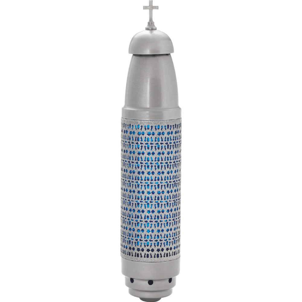 Candle - Silver w/ BLUE - WITH Filigree - W/ Stake