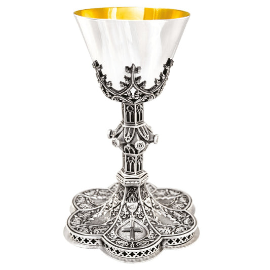 Chalice w/ 6 3/8" Well Paten, Silver, Gold Line
