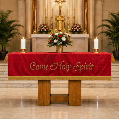 Maltese Cross Jacquard Altar Cloth - Red