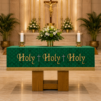 Maltese Cross Jacquard Altar Cloth - Green