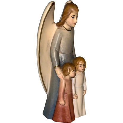 Guardian Angel with Children: Maple Wood Sculpture from Val Gardena