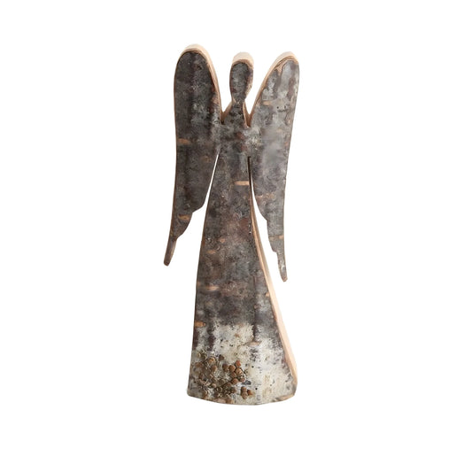 Guardian Angel in Natural Bark Wood - 12 cm Sculpture