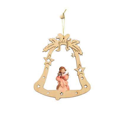 Musical Angel in Star Bell | Maple Wood Sculpture