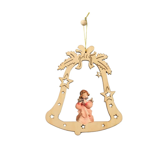 Musical Angel in Star Bell | Maple Wood Sculpture