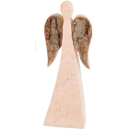 Stylized Angel with Bark Wings – Val Gardena Maple Wood Sculpture
