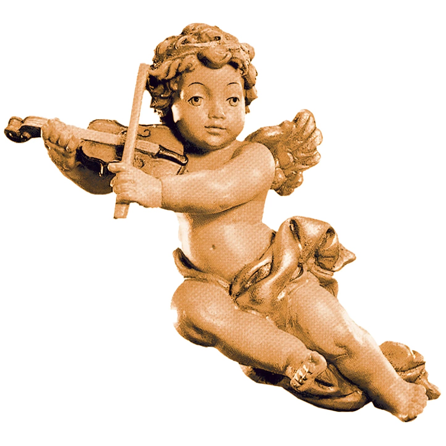 Flying Angel Putto Musician with violin | Maple wood Val Gardena