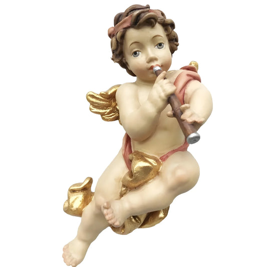 Flying Musician Little Angel with Woodwind Instrument from Val Gardena