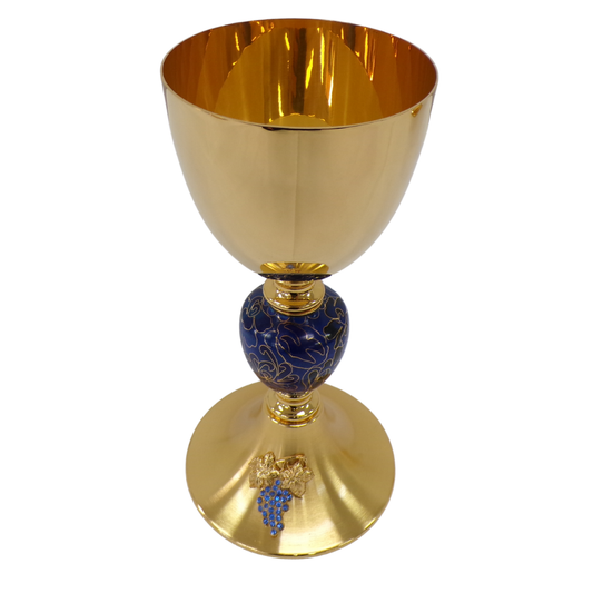 7 7/8" High Chalice with Enamel Knot & Grapes