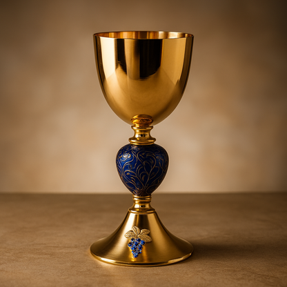 7 7/8" High Chalice with Enamel Knot & Grapes
