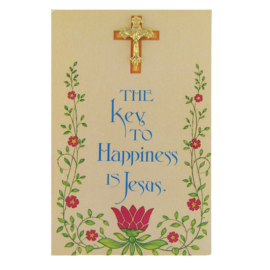 Gold Plated Crucifix Lapel Pin on Inspirational Card