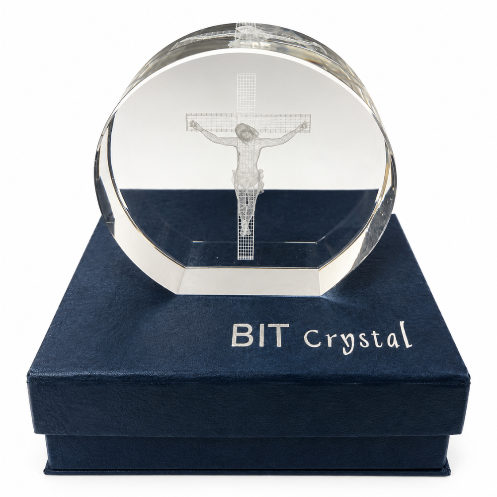 Laser Engraved Crystal Crucifix