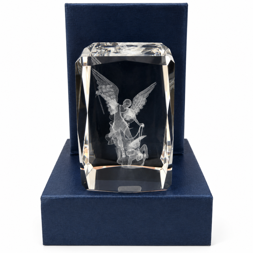 Laser Engraved Crystal St Michael