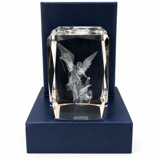 Laser Engraved Crystal St Michael
