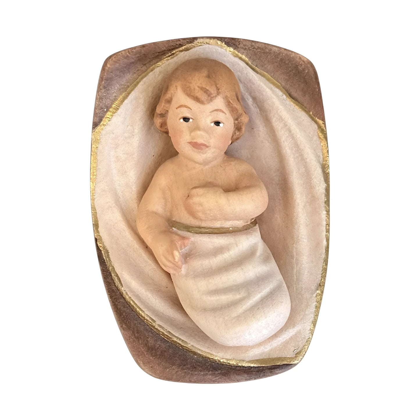 Baby Jesus in Crib in Maple Wood