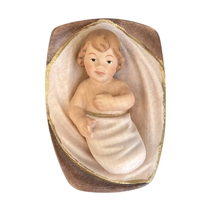 Baby Jesus in Crib in Maple Wood